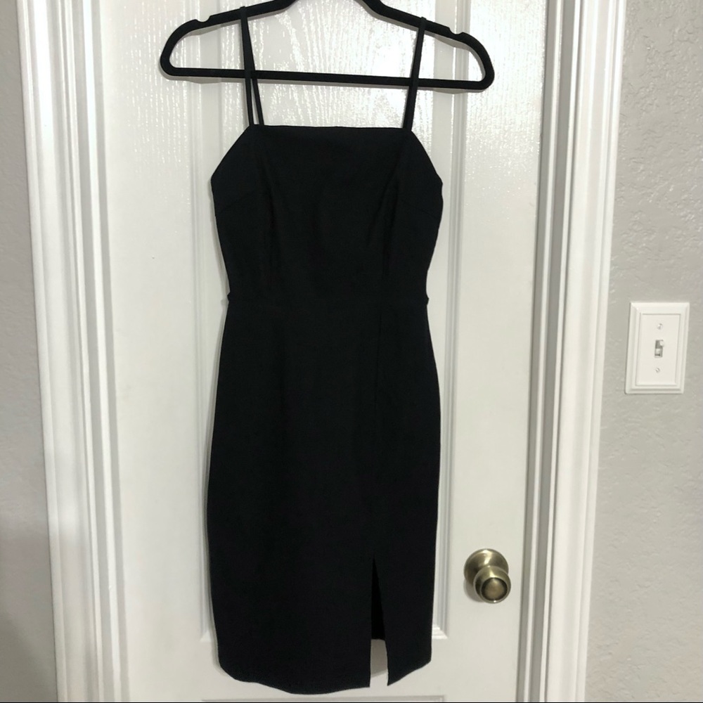 Davi & Dani Black Midi Dress w/ Slit Sz S